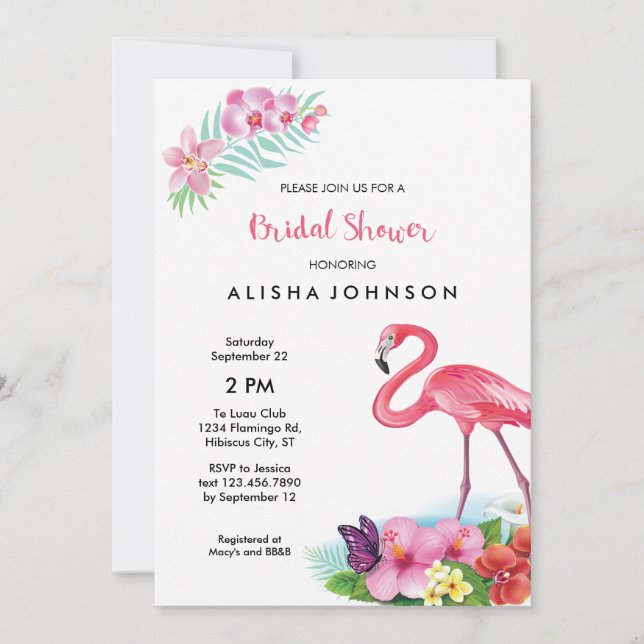 Invitation tropicale de Fête de la mariée de Luau (Devant)