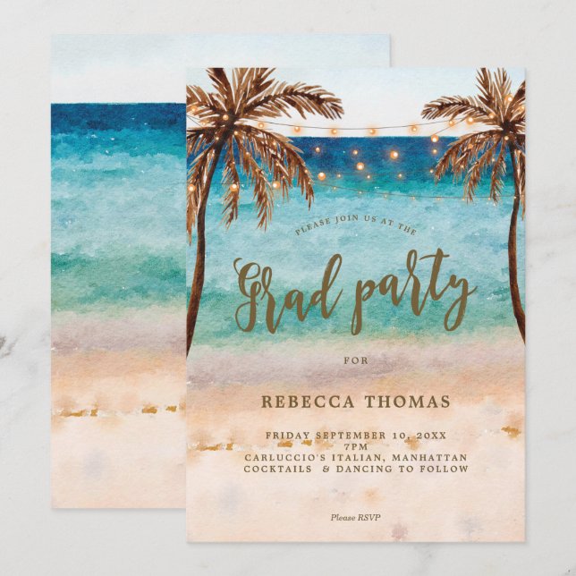 invitation tropicale de fête de remise des (Devant / Derrière)