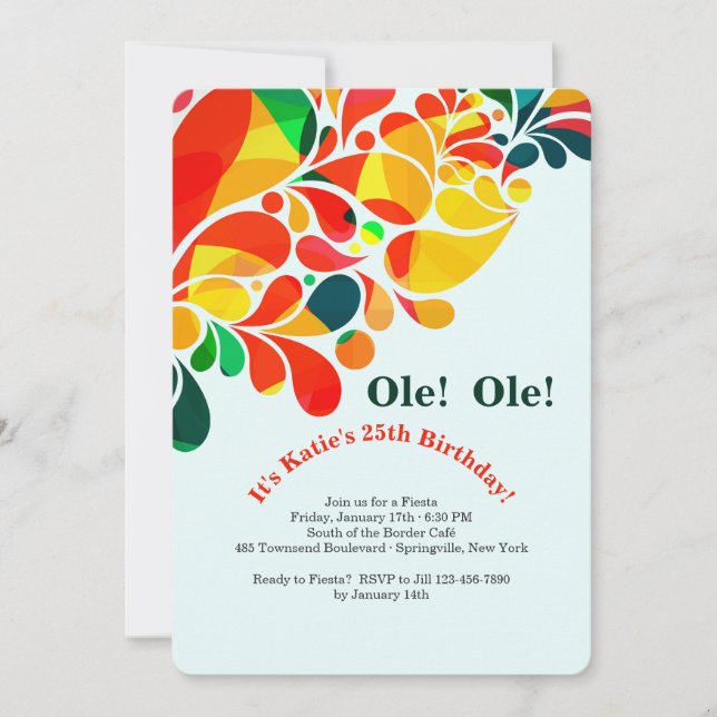 Invitation tropicale de fiesta (Devant)