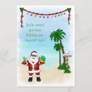 Invitation tropicale de vacances de Père Noël