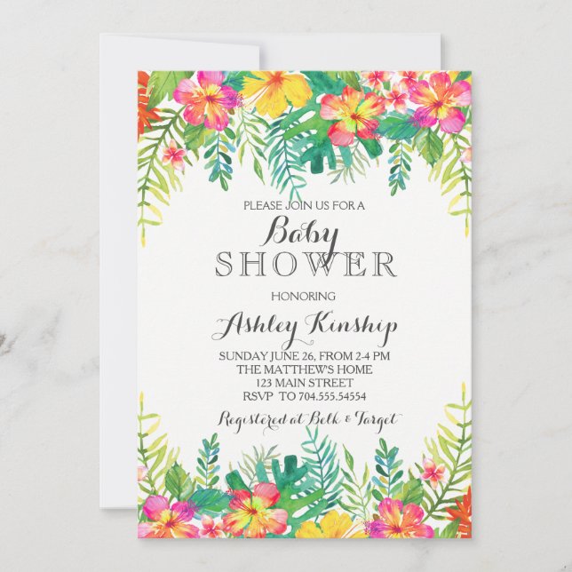 Invitation tropicale hawaïenne de baby shower (Devant)