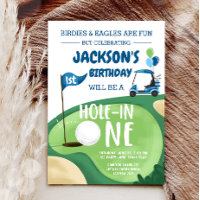 Trou Dans Un Garçon De Golf Premier Anniversaire P