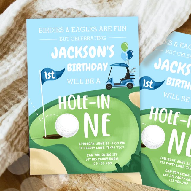 Invitation Trou Dans Un Garçon De Golf Premier Anniversaire P (Créateur téléchargé)