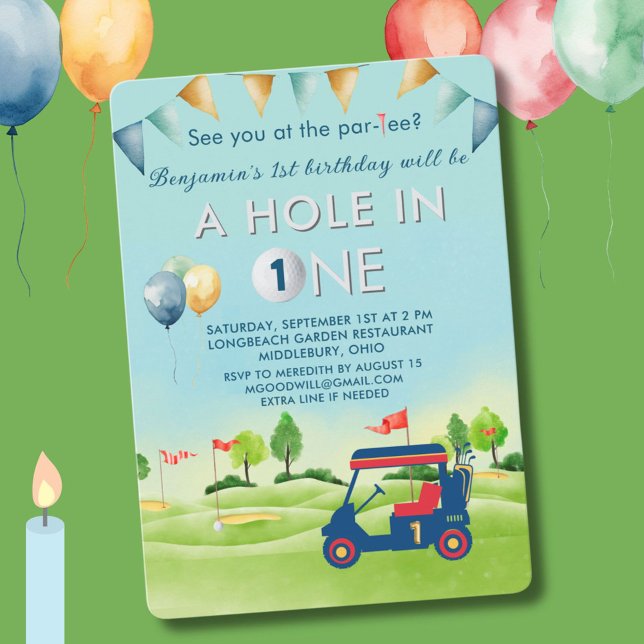 Invitation Trou De Golf En Un Garçon Premier Anniversaire Par (Créateur téléchargé)