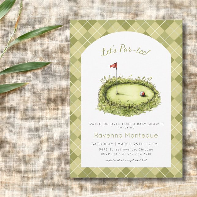 Invitation Trou de Golf Vert Argyle Soirée Bébé Par Tee (Créateur téléchargé)