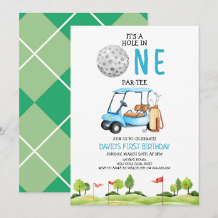 Invitation Trou En Un Garçon De Golf Première Fête D'Annivers