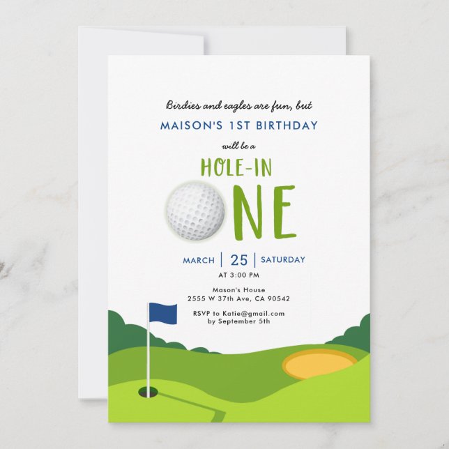 Invitation Trou En Un Golf Anniversaire (Devant)