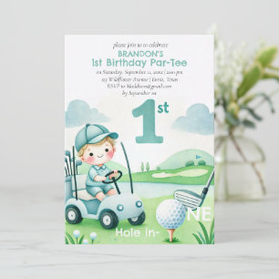 Invitation Trou en Un Golf Boy 1er Anniversaire Par-Tee