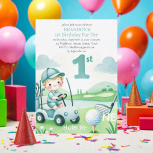Invitation Trou en un seul garçon de golf 1er anniversaire Pa