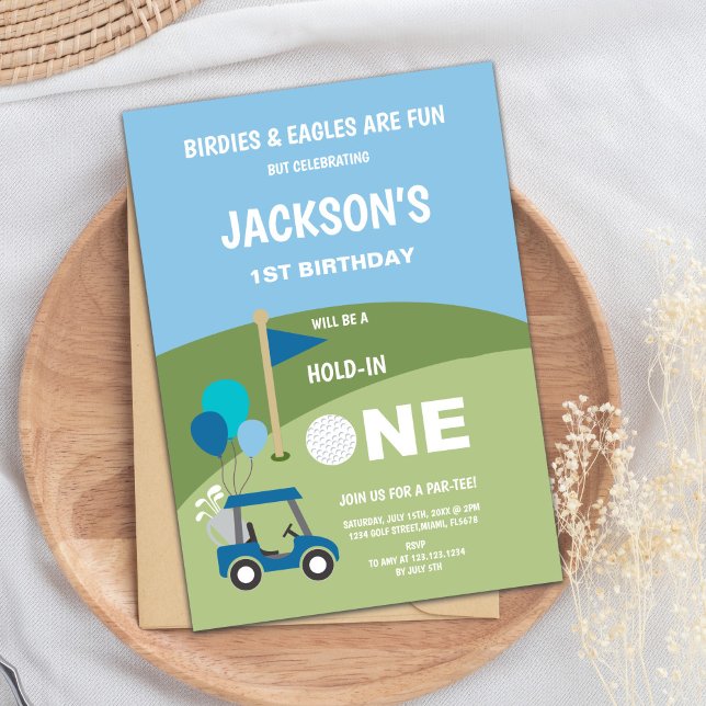 Invitation Trou en une partie Thème pour bébé garçon (Golf 1st Birthday Invitations)