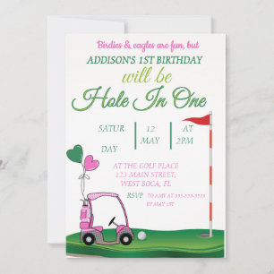 Invitation Trou et un golf 1er anniversaire Par tee Invitatio