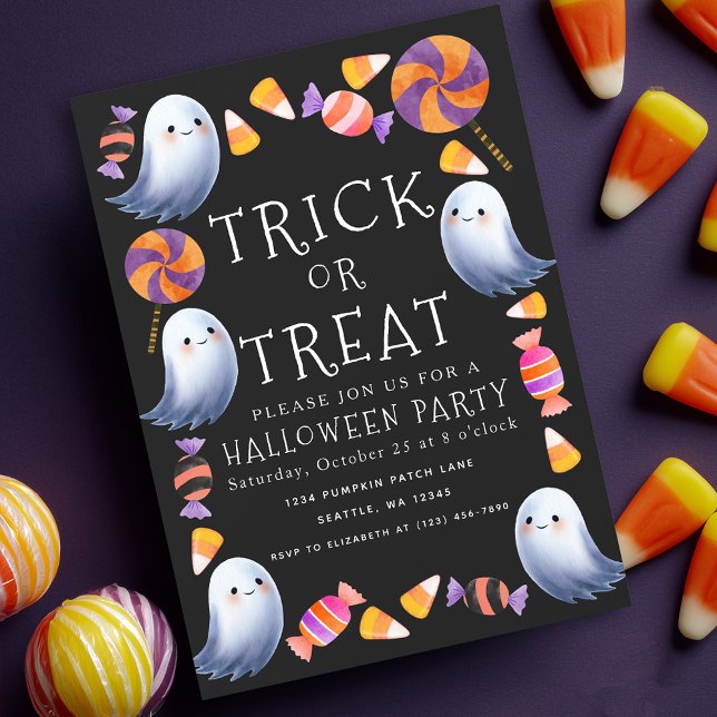 Invitation Trou ou Traiter de mignons Fantômes Candy Hallowee (Créateur téléchargé)