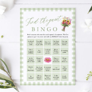 Invitation Trouve la mariée Bingo Jeu de Baby Shower Vert
