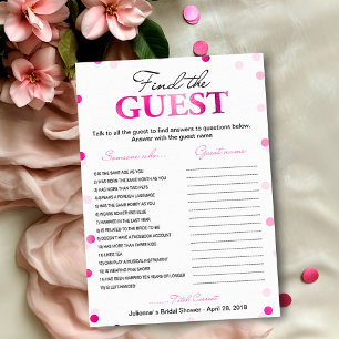 Invitation Trouvez l'invitée à la fête de mariage   Confettis