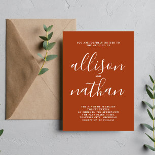 Invitation True Simplicité 1 Rust Script Minimaliste Mariage