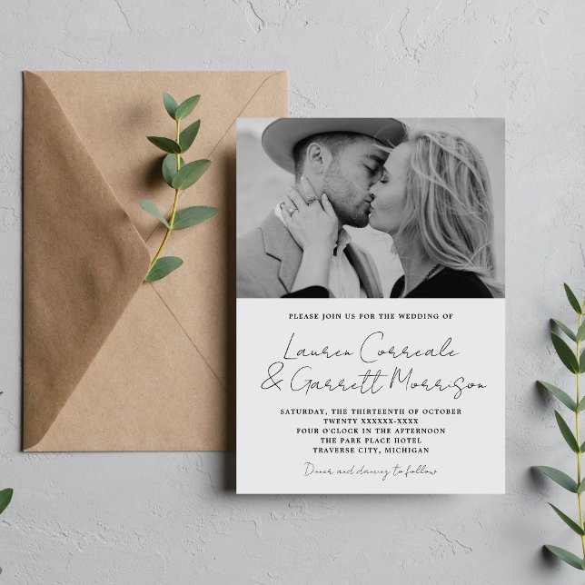 Invitation True Simplicité 3 Moderne Cool Mist Photo Mariage (Créateur téléchargé)