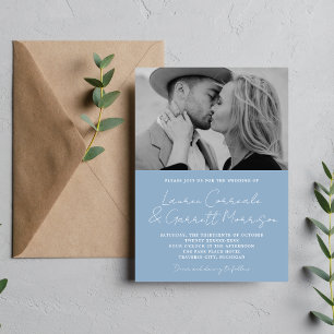 Invitation True Simplicity 3 Modern Glacier Photo Mariage