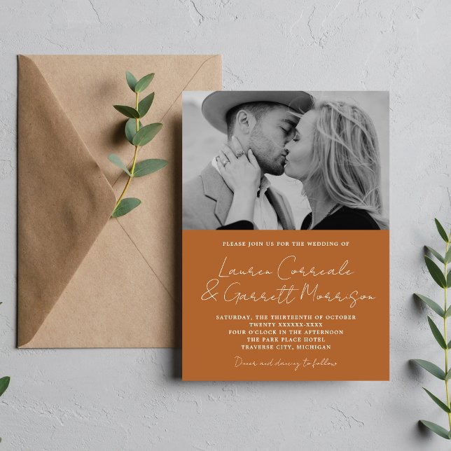 Invitation True Simplicity 3 Modern Terracotta Mariage photo (Créateur téléchargé)