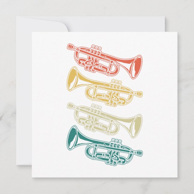 Invitation Trumpet Instrument Retro Trumpet Musique Cadeau Tr (Devant)