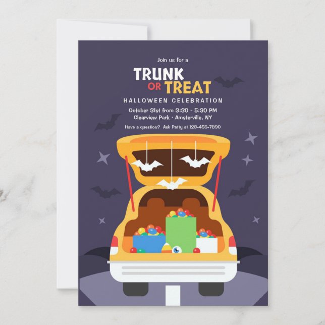 Invitation Trunk Ou Traiter La Partie Halloween (Devant)