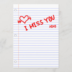 Invitation tu me manque : papier de carnet