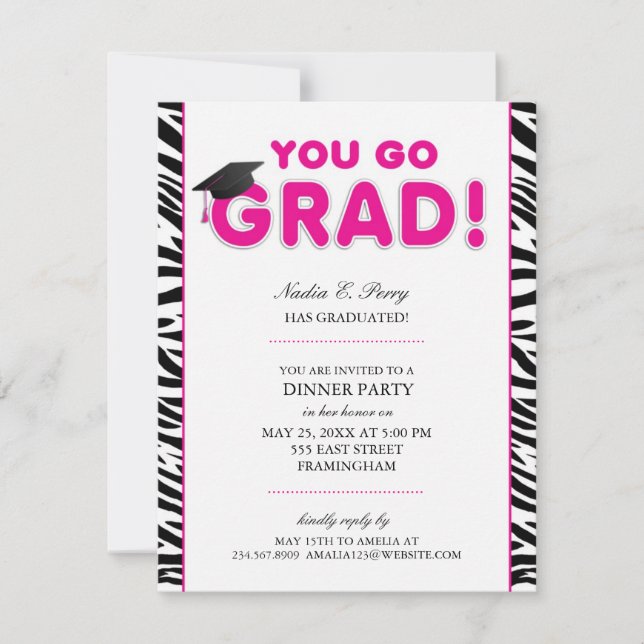 Invitation Tu vas à Grads Graduation (Devant)