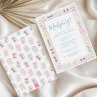 Tuiles de Mahjong Rose et Vert Aquarelle Fête