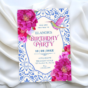 Invitation Tuiles florales d'anniversaire