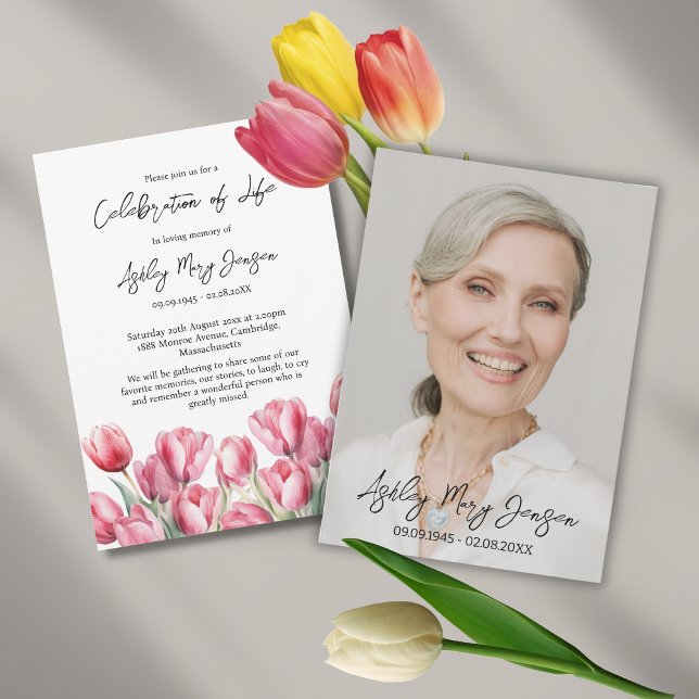 Invitation Tulip Celebration of Life Photo Funeral (Créateur téléchargé)