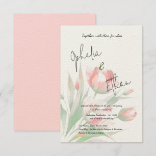 Invitation Tulip Minimaliste rose pâle