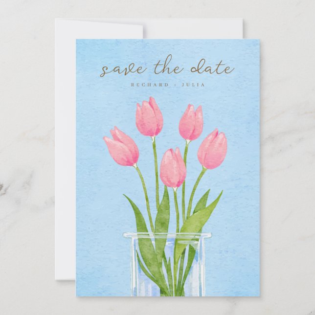 Invitation TULIP Save The Date / Fleurs aquarelles (Dos)