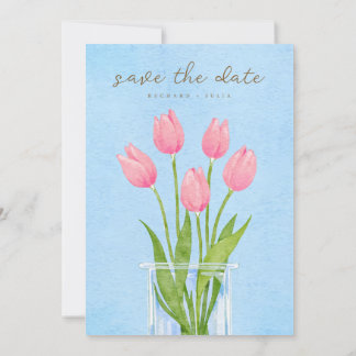Invitation TULIP Save The Date / Fleurs aquarelles