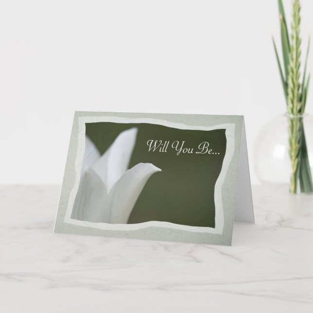Invitation Tulipe Blanche Serez-Vous Ma Femme D'Accueil (Devant)