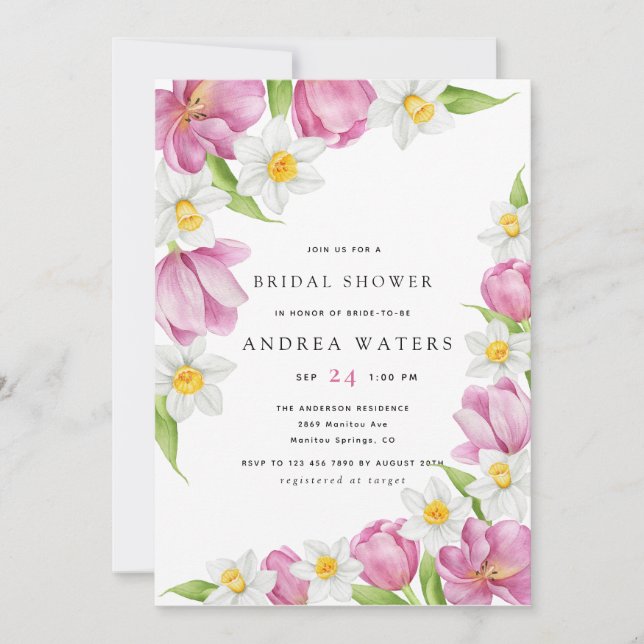 Invitation Tulipe de fleurs | FÊTE DES MARIÉES (Devant)