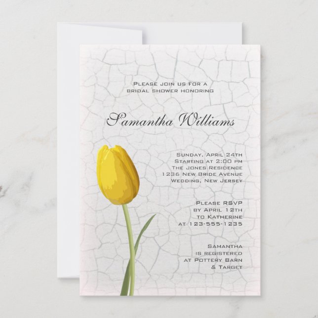 Invitation Tulipe jaune sur Fête de l'mariée de peinture de c (Devant)