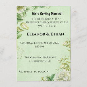 Invitation Tulipe jaune vibrant et Ranunculus Mariage Formel