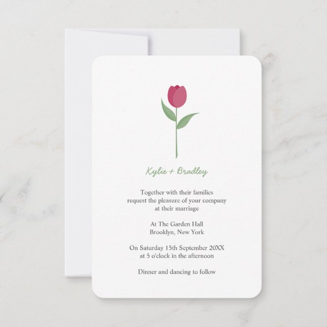 Invitation Tulipe minimaliste de Bourgogne (Dos)