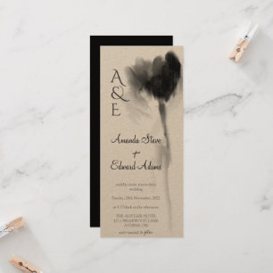 Invitation Tulipe noire verticale Floral Rustique Mariage Kra