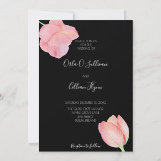 Invitation Tulipe rose élégante - mariage moderne minimaliste