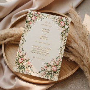 Invitation Tulipe Rose Jardin Élégance Vintage