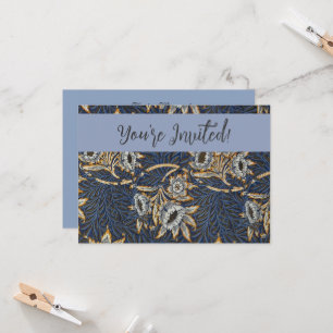 Invitation Tulipe Saules Motif Bleu Floral de William Morris