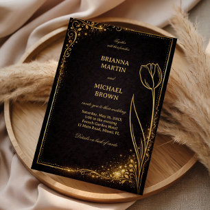 Invitation Tulipe scintillante en or de luxe