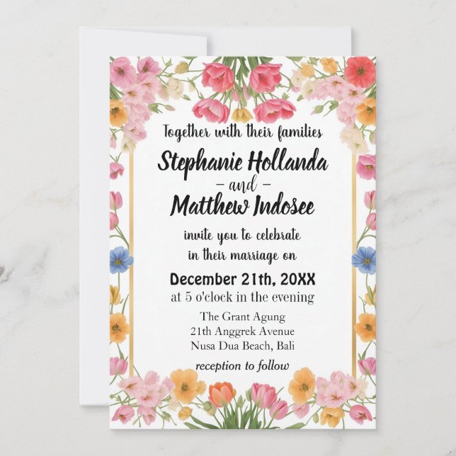 Invitation Tulipes Aimer Passion Une unité durable en Mariage (Devant)