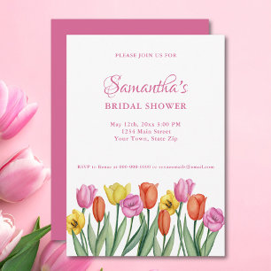 Invitation Tulipes Aquarelle Enterrement de Vie de Jeune Fill