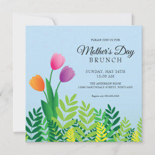 Invitation Tulipes Colorées Brunch de la Fête des Mères