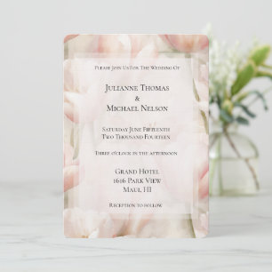 Invitation Tulipes de Crème Rose Vive Fleurs Mariage romantiq