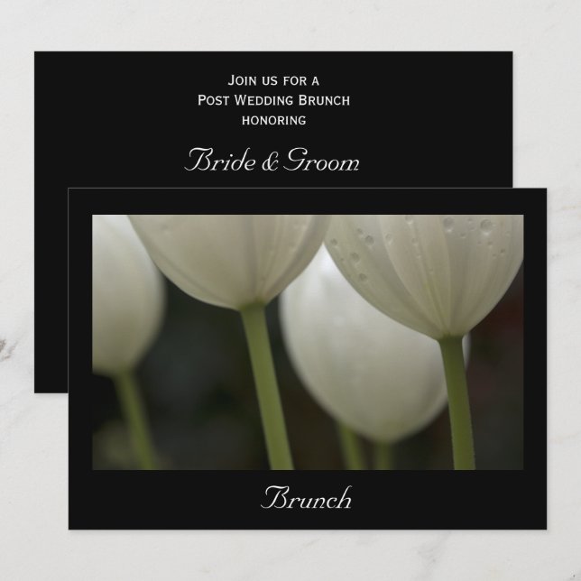 Invitation Tulipes de jardin blanc brunch de printemps après  (Devant / Derrière)