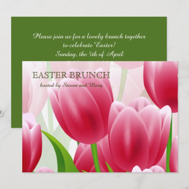 Invitation Tulipes de printemps sur mesure Brunch de Pâques (Devant / Derrière)