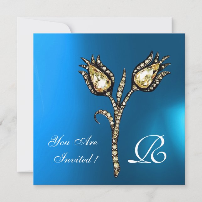 Invitation TULIPES DIAMANT MONOGRAM , Saphir Bleu (Devant)