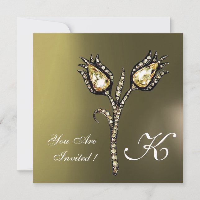 Invitation TULIPES DIAMANT MONOGRAMME, Agate grise (Devant)